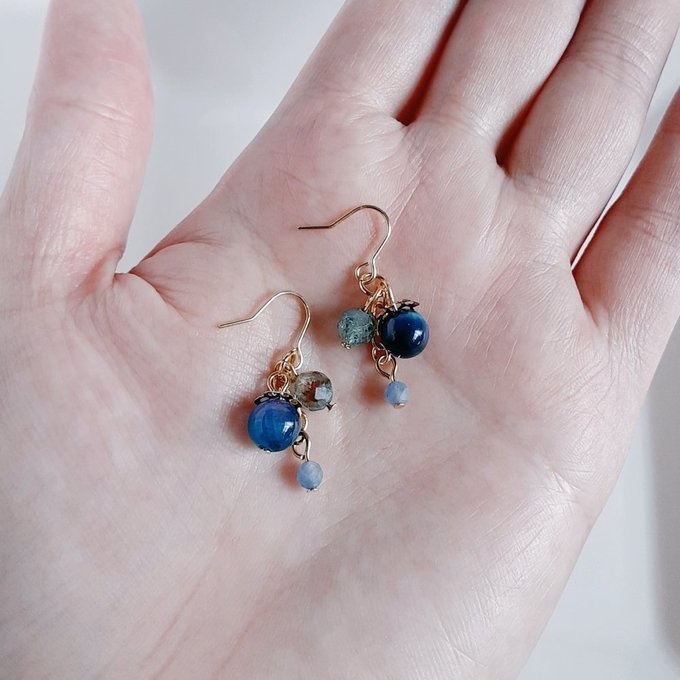 ミックスカラータイガーアイと天然石のちょいミニピアス/イヤリング