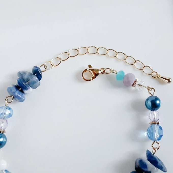 再再販☆お魚パーツが可愛い☆ソーダライトとスカイブルー色のお洒落ブレスレット