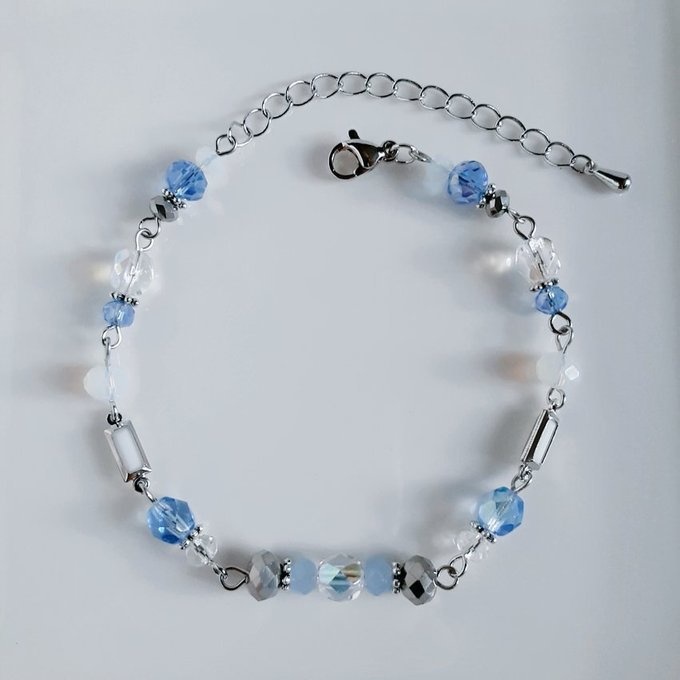アクリルフレームストーンが素敵なお洒落ブレスレット(クリアアクアブルー)