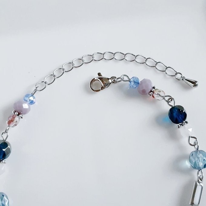 アクリルフレームストーンが素敵なお洒落ブレスレット(ブルーラベンダーパープル)