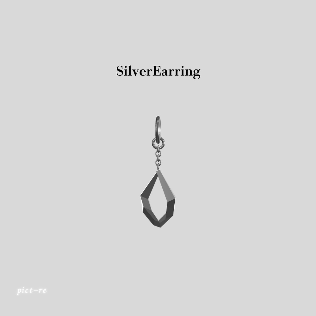 [VRChat用]シルバーピアス Silver Earring