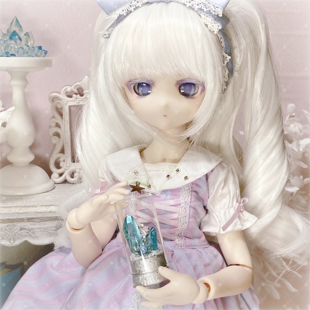 水晶のオブジェ　オーロラブルー×シルバー
