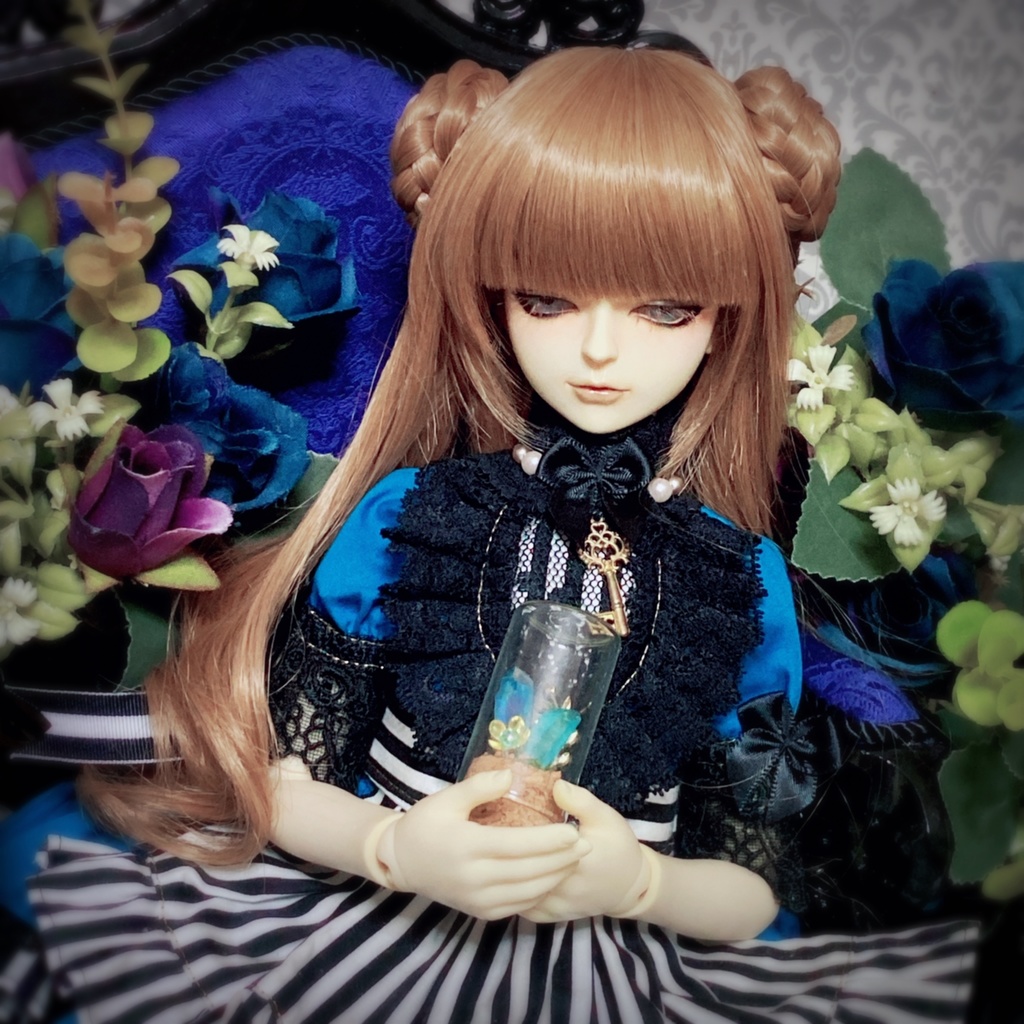水晶のオブジェ　オーロラブルー×シルバー