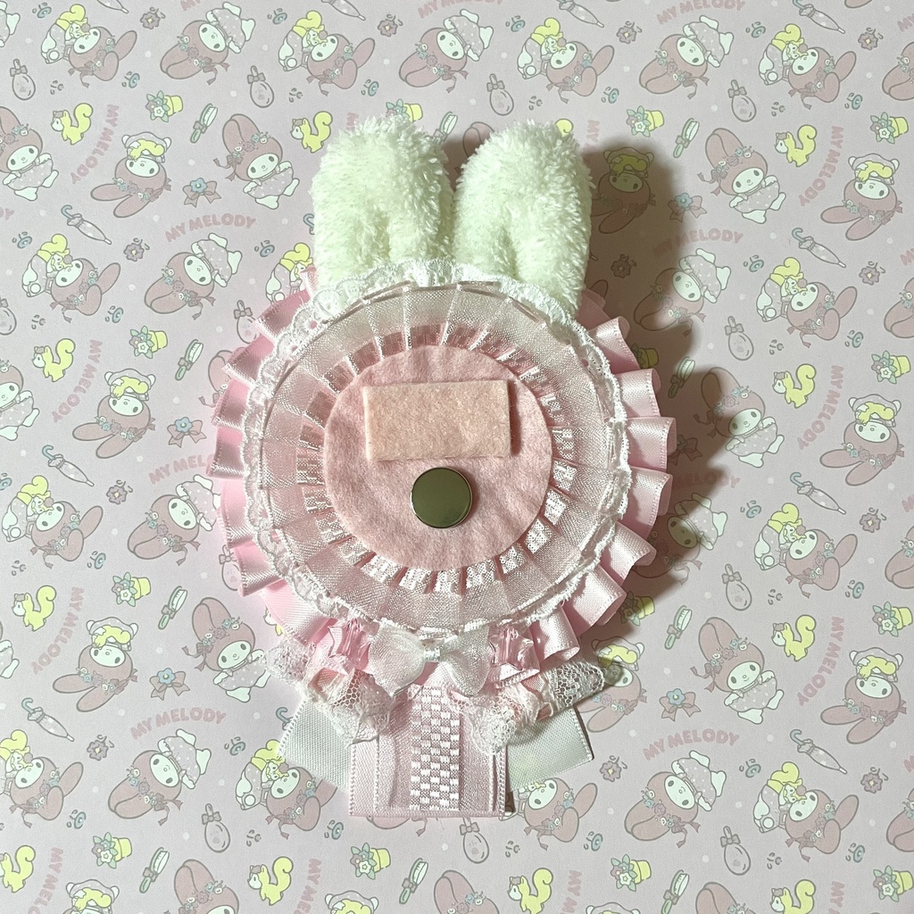 うさ耳付きロゼット(ピンク)