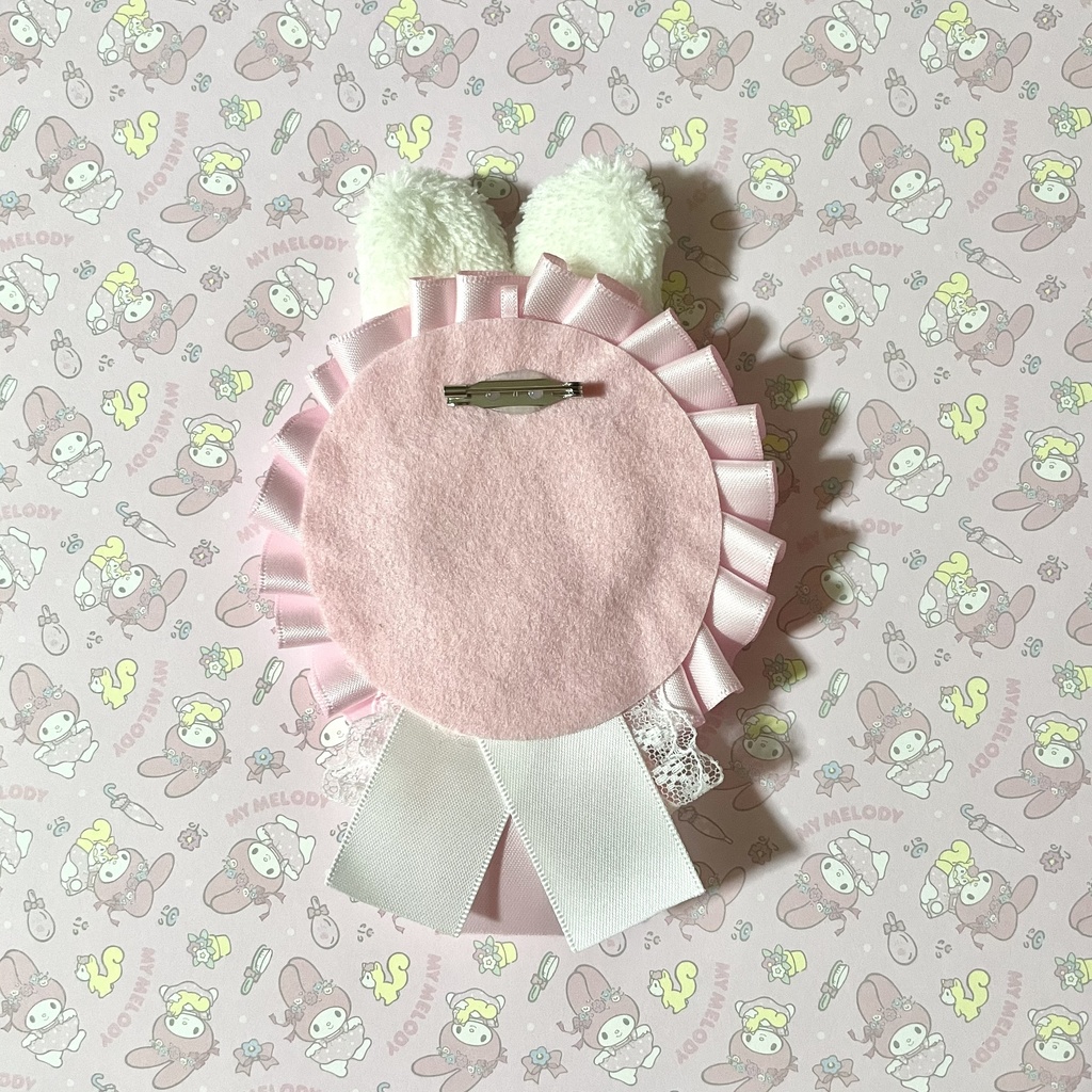 うさ耳付きロゼット(ピンク)