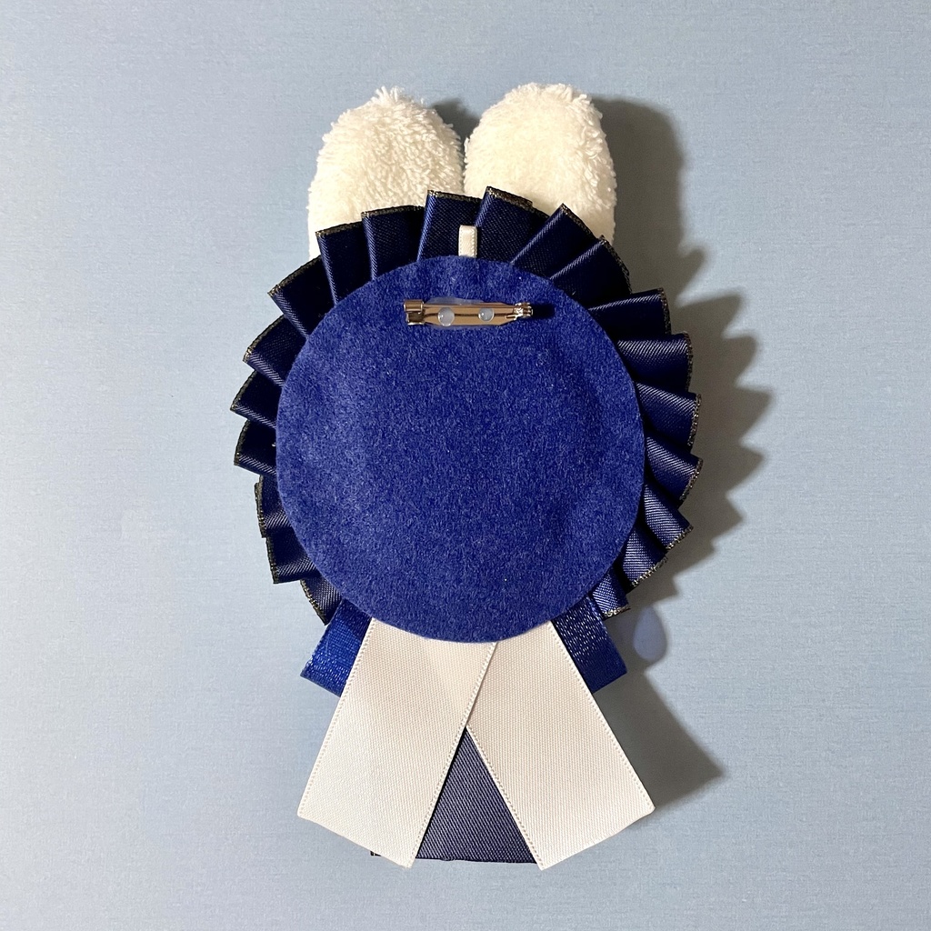 うさ耳付きロゼット(ネイビー)