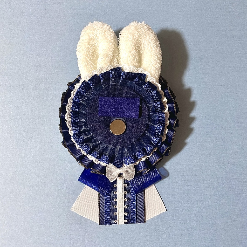 うさ耳付きロゼット(ネイビー)