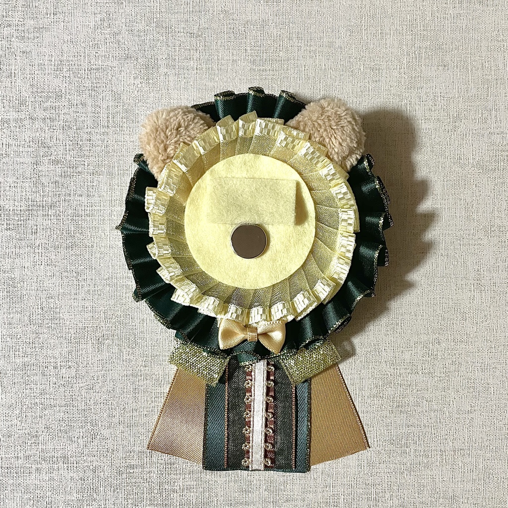 くま耳付きロゼット(グリーン)