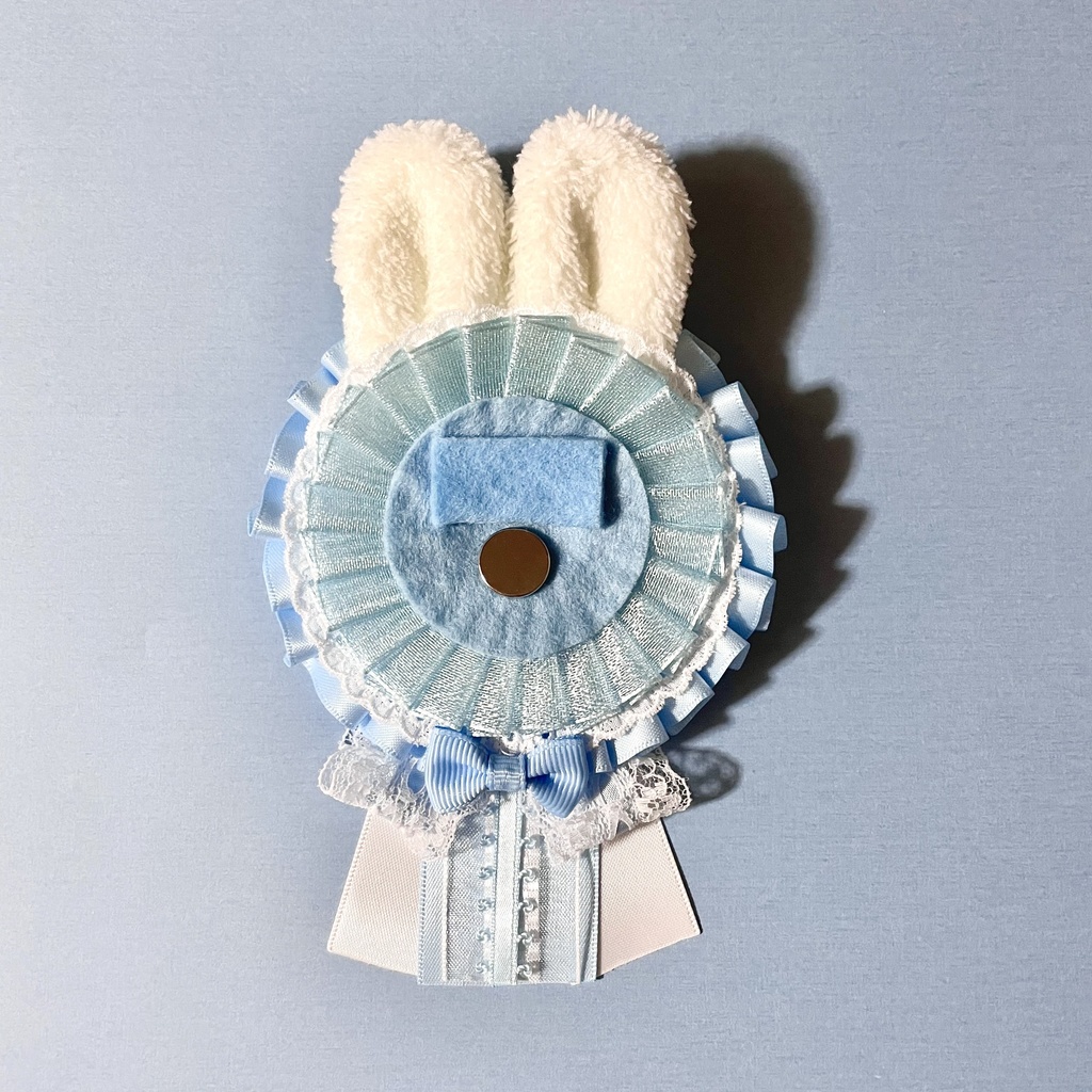 うさ耳付きロゼット(ライトブルー)