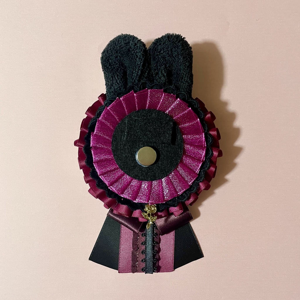 うさ耳付きロゼット(ワインレッド)