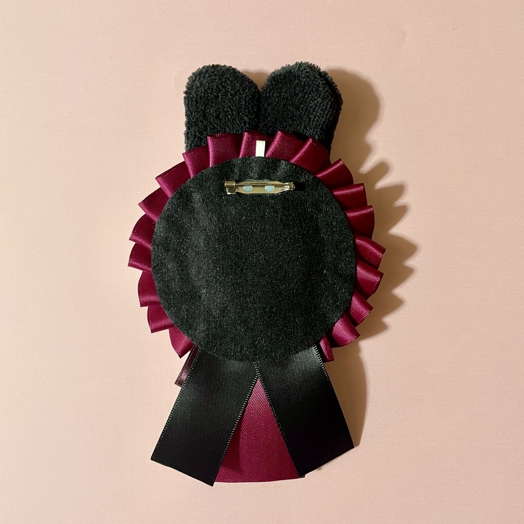 うさ耳付きロゼット(ワインレッド)