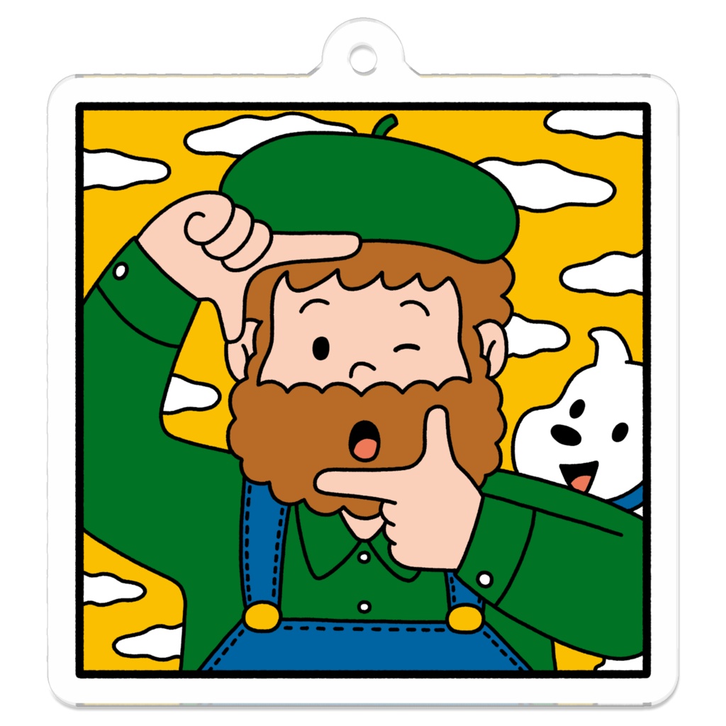 絵描きと犬のキーホルダー