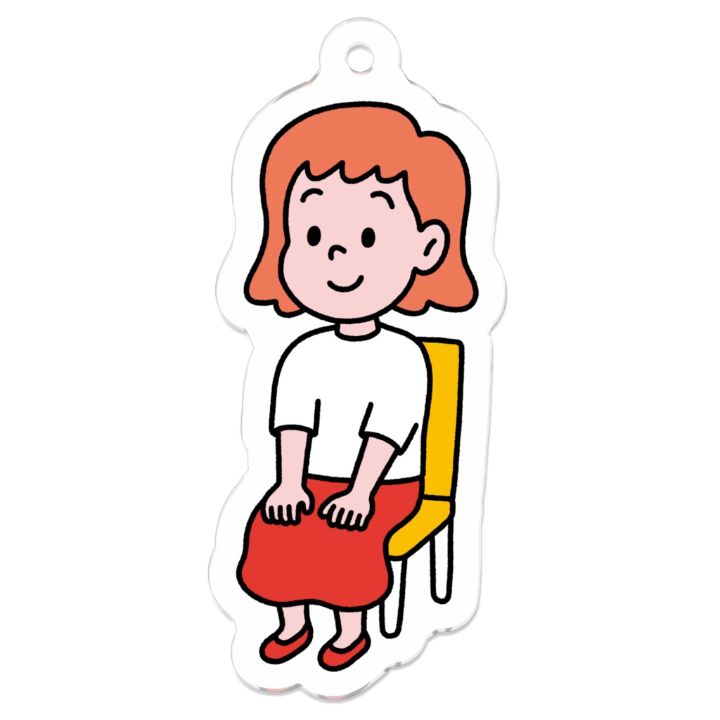 座る絵描きの子供の女の子のキーホルダー