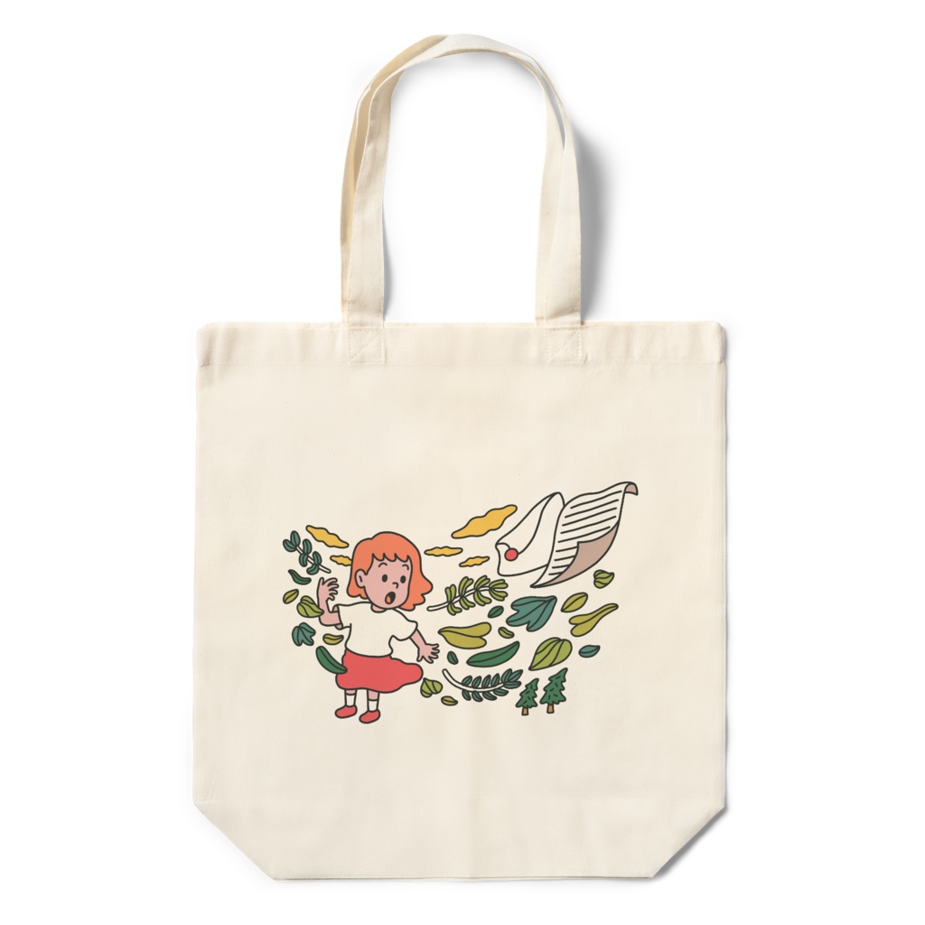 風の中の女の子のエコバッグ