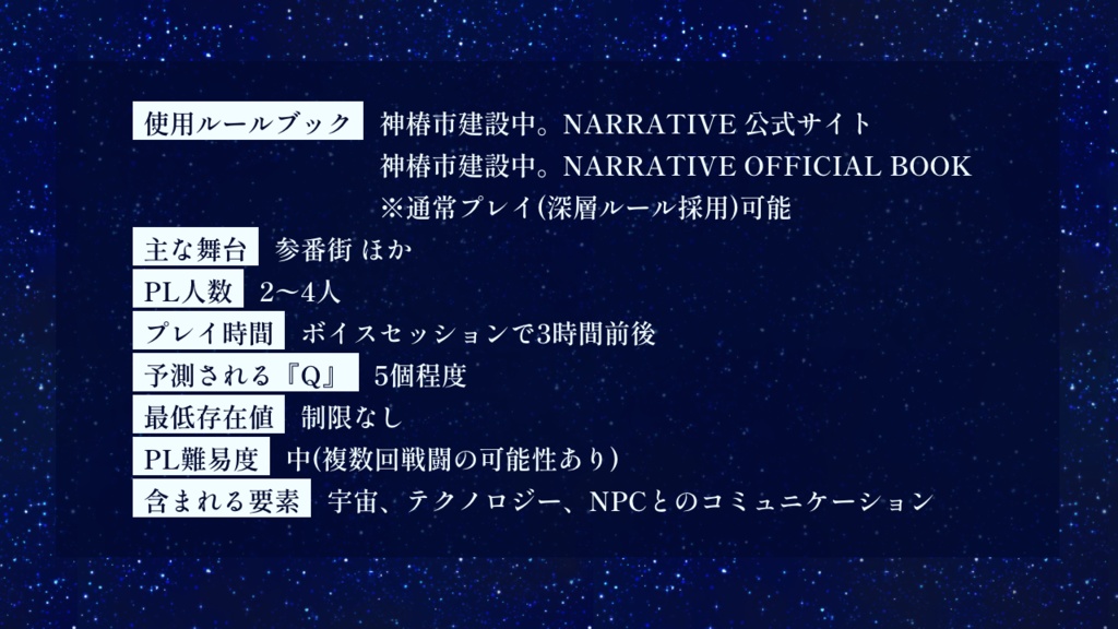 【神椿市建設中。NARRATIVE 二次創作シナリオ】星間往く速翼