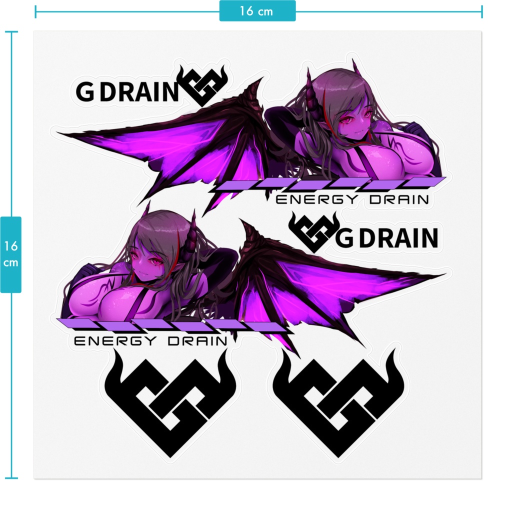ENERGYDRAINステッカー サキュバスステッカー シール 車 痛車 バイク ステッカー G DRAIN ロゴ カッコイイ サキュバス シール
