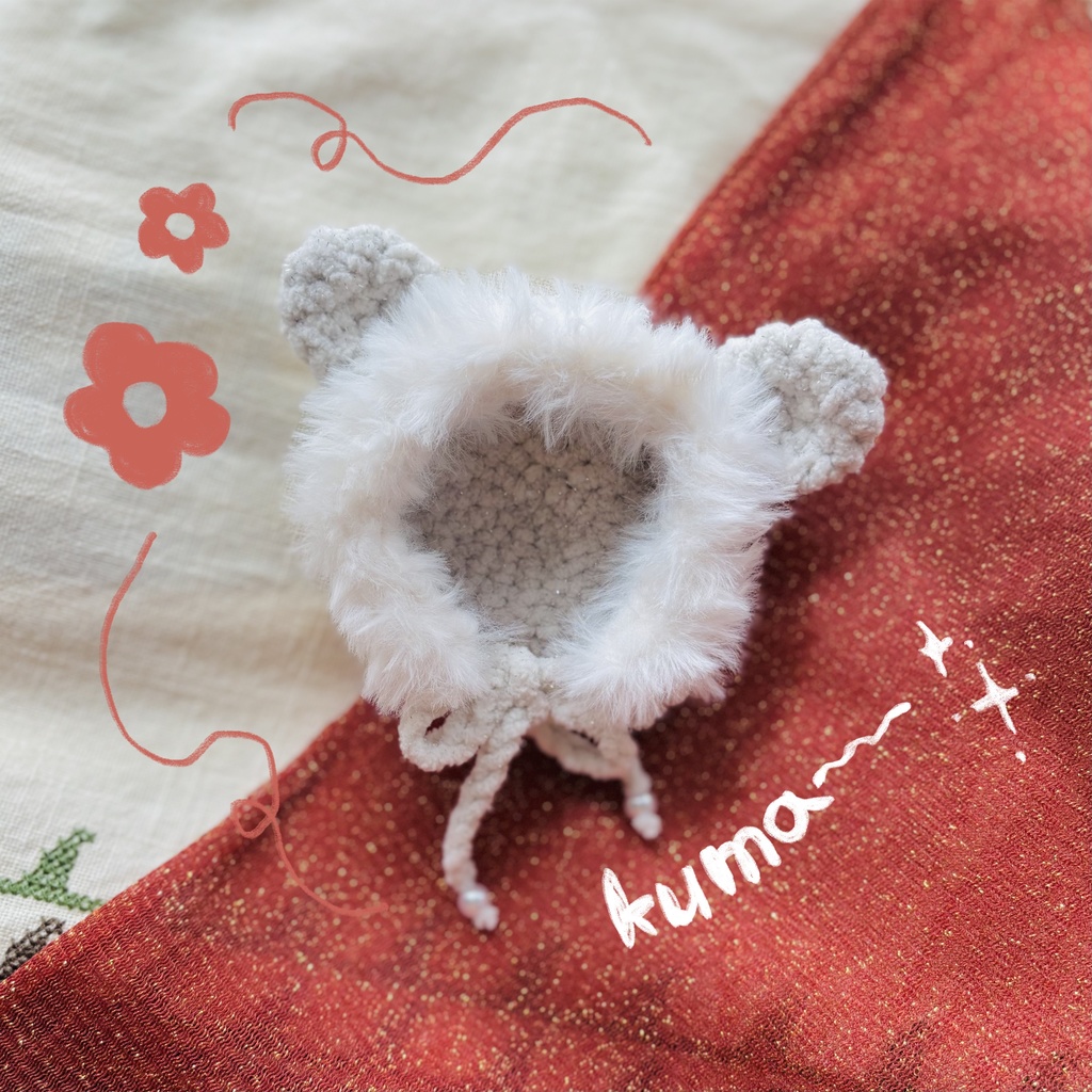 ぬいぐるみ用クマ耳帽子