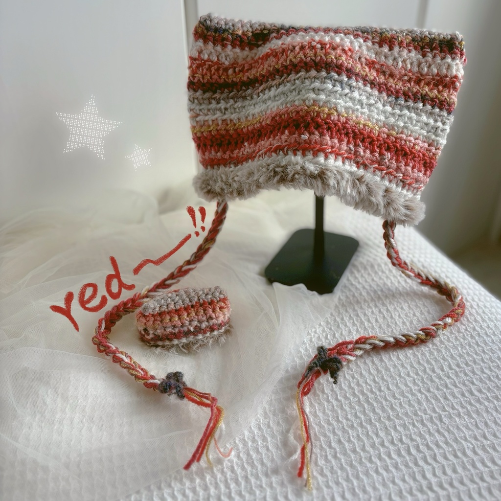 猫耳ニット帽【red】