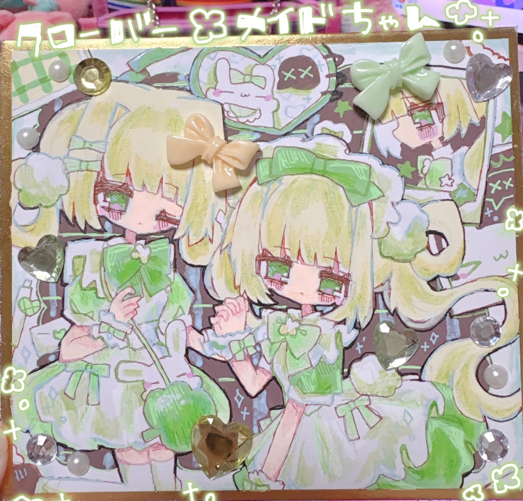 イラスト色紙原画♡クローバーメイドちゃん