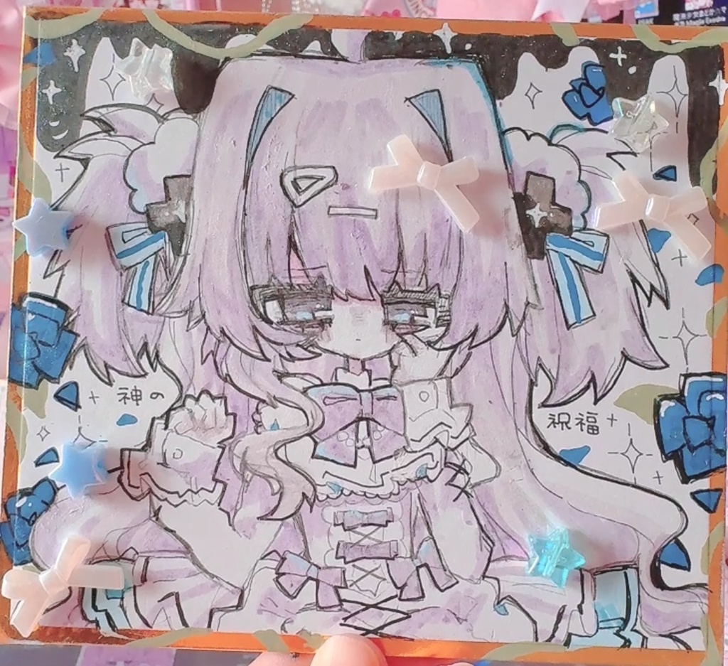 キラキラ♡ラメ色紙原画