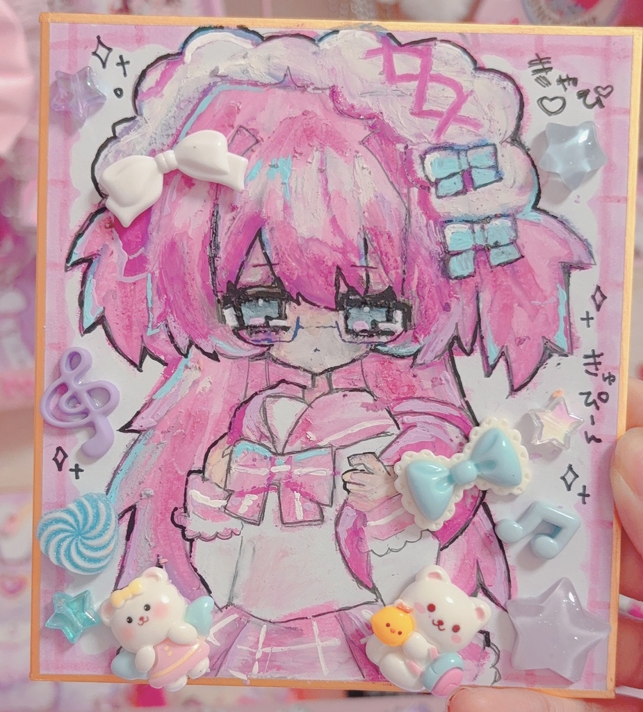 クレヨン＆アクリル絵の具🎀色紙原画