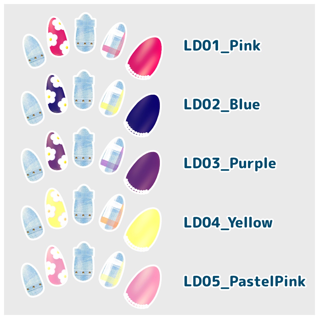 【Bodyset2対応】Pop Denim Nails【10 Colors】