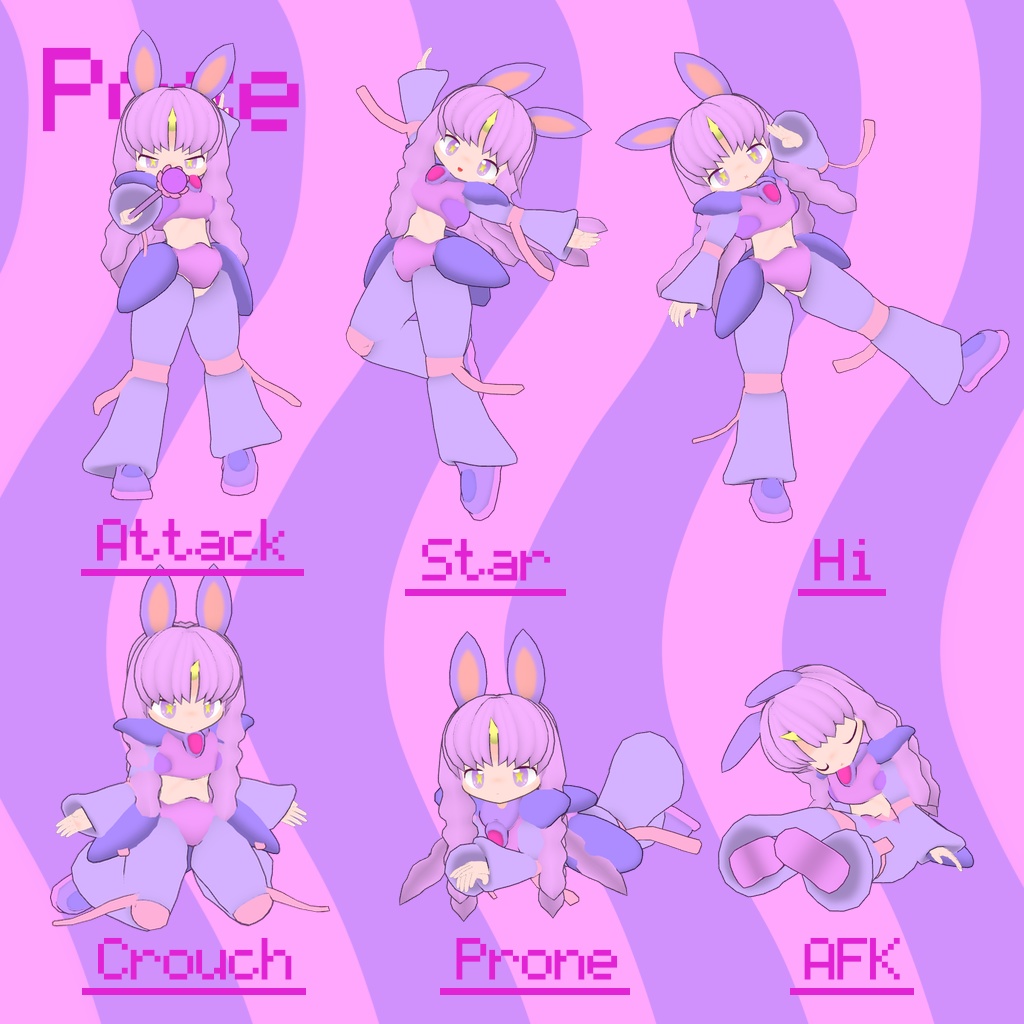 オリジナル3Dモデル「ミュミュ」VRChat&Cluster対応アバター