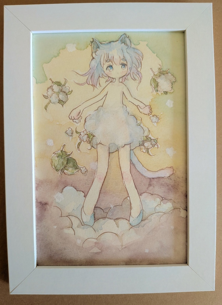 透明水彩原画 ポストカードサイズ - コットンボール