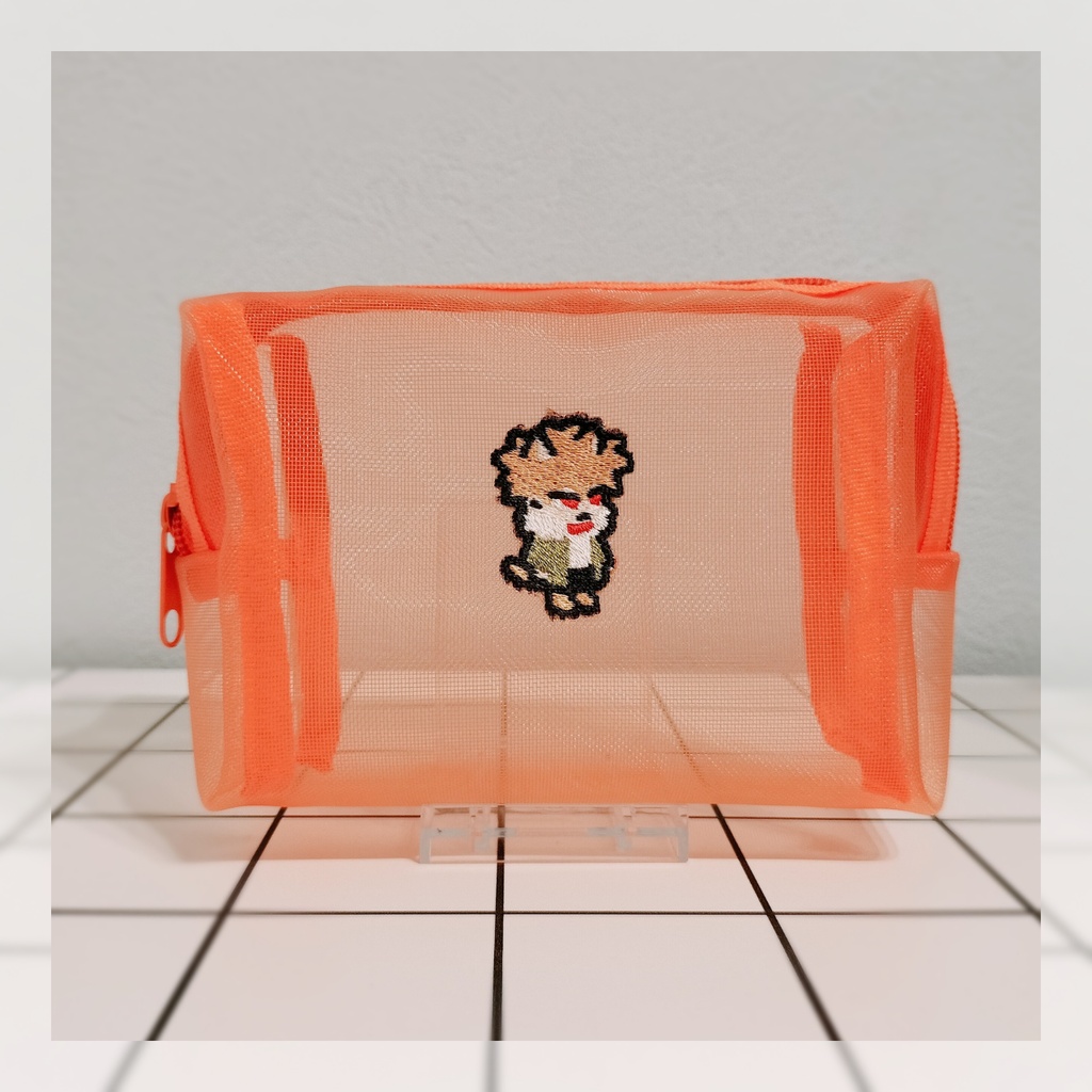 【おおかみ男】刺繍メッシュポーチ