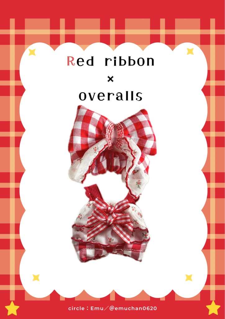 Red ribbon × overalls