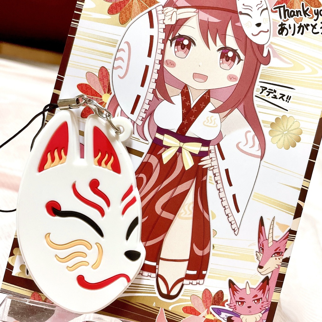 ♨️栞奈のお面ラバーストラップ♨️ポストカード付き