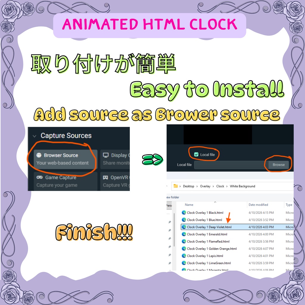配信用 やることリスト「Today's Plan」16色|VTuber向け インタラクティブ チェックリスト / Today's Plan Checklist for OBS & Streamlabs (16 Colors, EN & JP, Interactive)