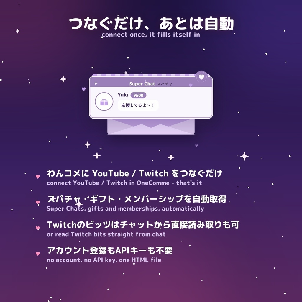 【投げ銭アラート】ラブレター スパチャ・ギフト演出 / Donation Alert Letter for OBS — 金額でSSR演出・16カラー × 日英(無料版あり・わんコメ / Twitch)