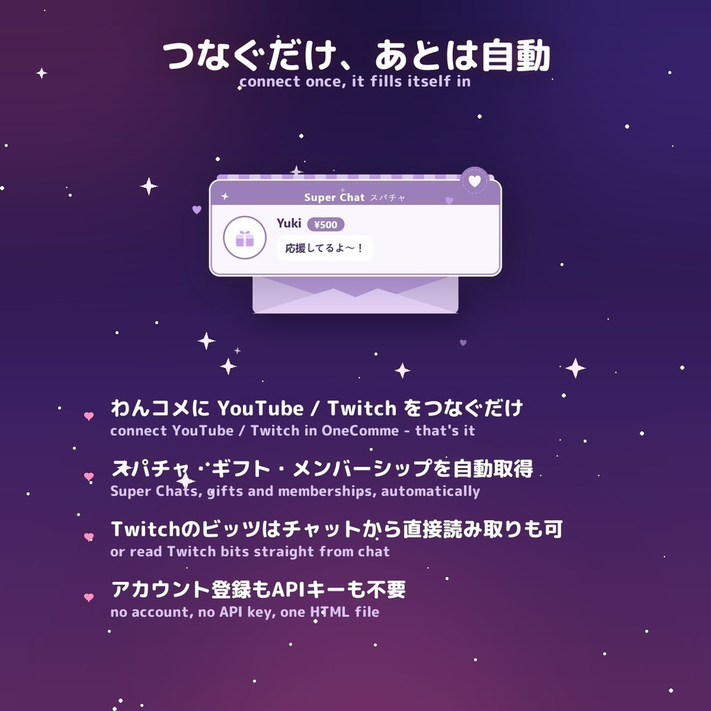 【投げ銭アラート】ラブレター スパチャ・ギフト演出 / Donation Alert Letter for OBS — 金額でSSR演出・16カラー × 日英(無料版あり・わんコメ / Twitch)