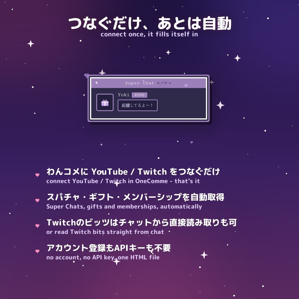 【投げ銭アラート】ピクセルゲーム スパチャ・ギフト演出 / Donation Alert Pixel for OBS — 金額でSSR演出・16カラー × 日英(無料版あり・わんコメ / Twitch)