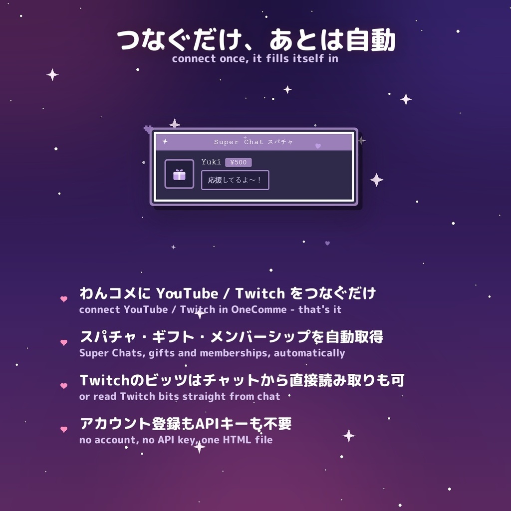 【投げ銭アラート】ピクセルゲーム スパチャ・ギフト演出 / Donation Alert Pixel for OBS — 金額でSSR演出・16カラー × 日英(無料版あり・わんコメ / Twitch)