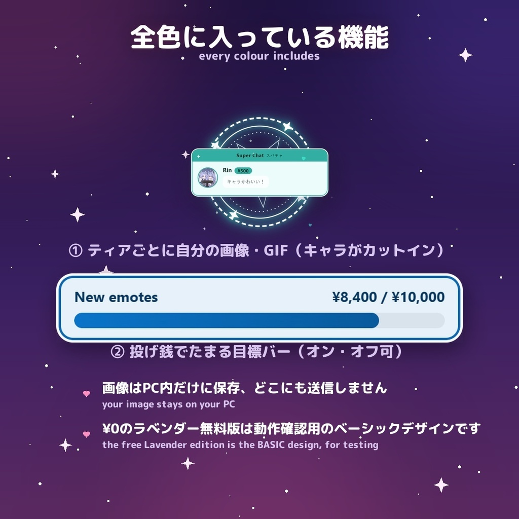 【投げ銭アラート】魔法陣 スパチャ・ギフト演出 / Donation Alert Magical for OBS — 金額でSSR演出・16カラー × 日英(無料版あり・わんコメ / Twitch)