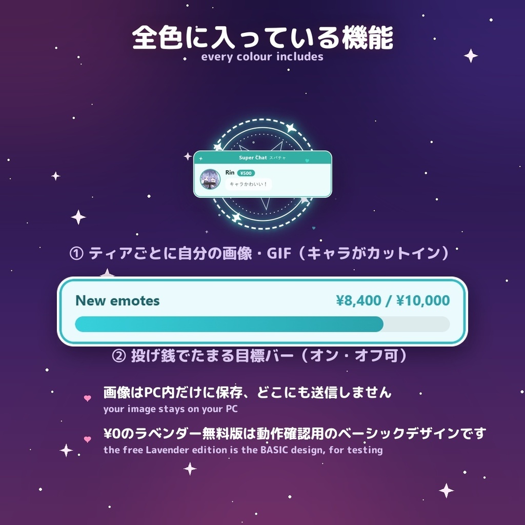 【投げ銭アラート】魔法陣 スパチャ・ギフト演出 / Donation Alert Magical for OBS — 金額でSSR演出・16カラー × 日英(無料版あり・わんコメ / Twitch)