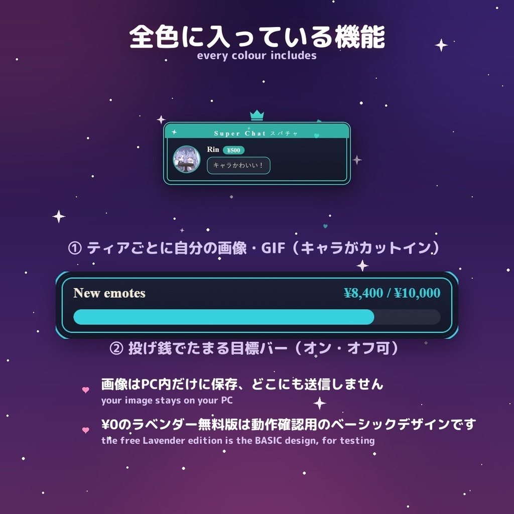 【投げ銭アラート】ロイヤルゴールド スパチャ・ギフト演出 / Donation Alert Gold for OBS — 金額でSSR演出・16カラー × 日英(無料版あり・わんコメ / Twitch)