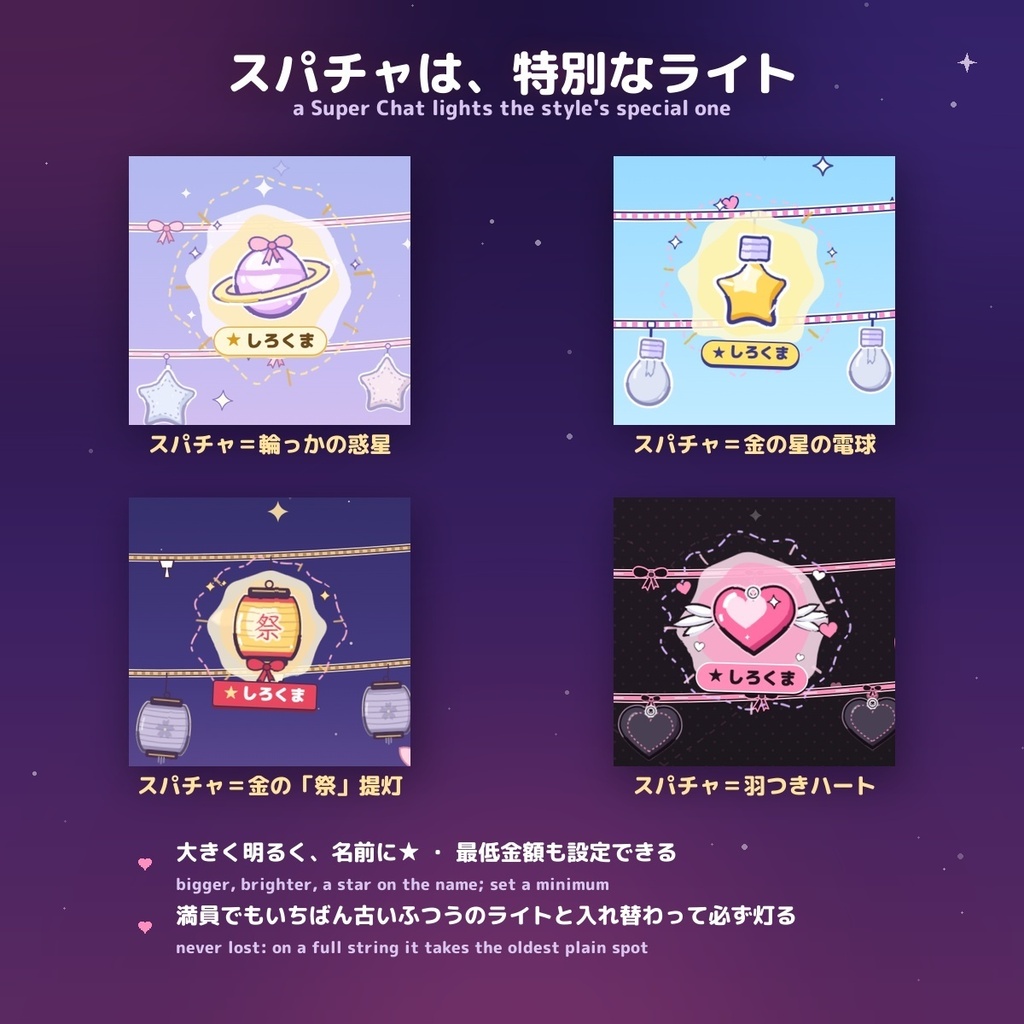 【みんなで灯す待機画面】選べる4スタイル 参加型カウントダウン / Interactive Waiting Room for OBS — コメントで名前つきのライトが灯る・0になったら空へ・ゆめかわ/ぷっくり/夏祭り/地雷(日英・わんコメ / Twitch対応)