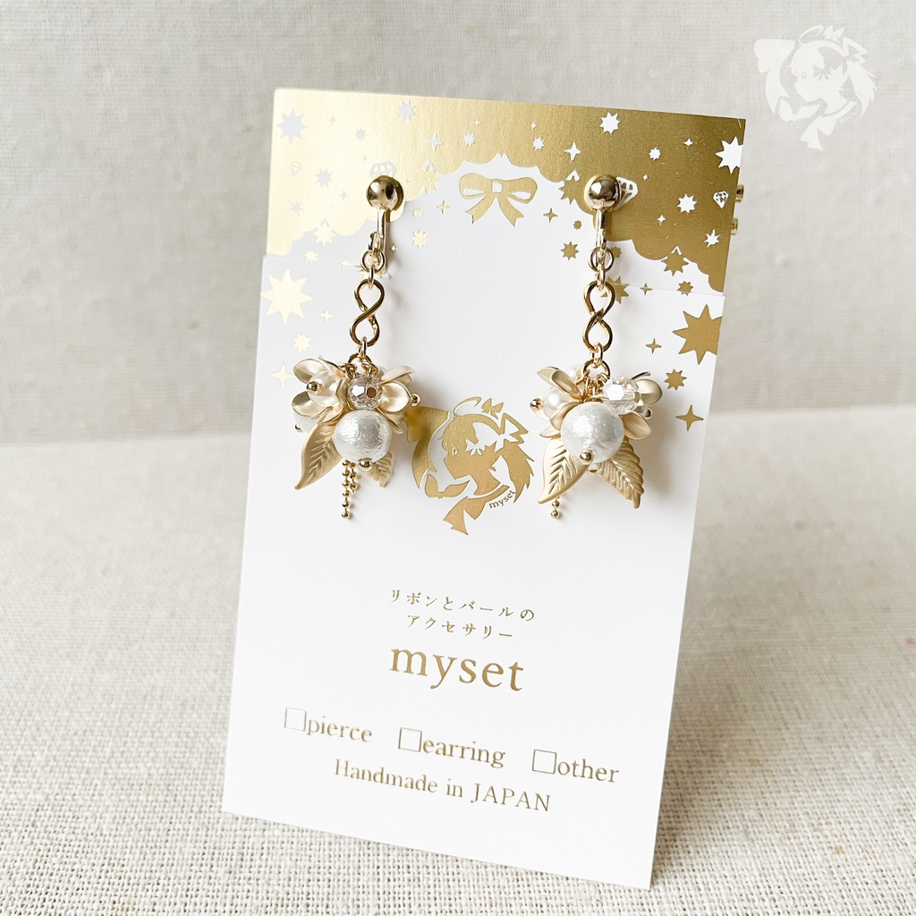 コットンパールの実イヤリング【金具交換】