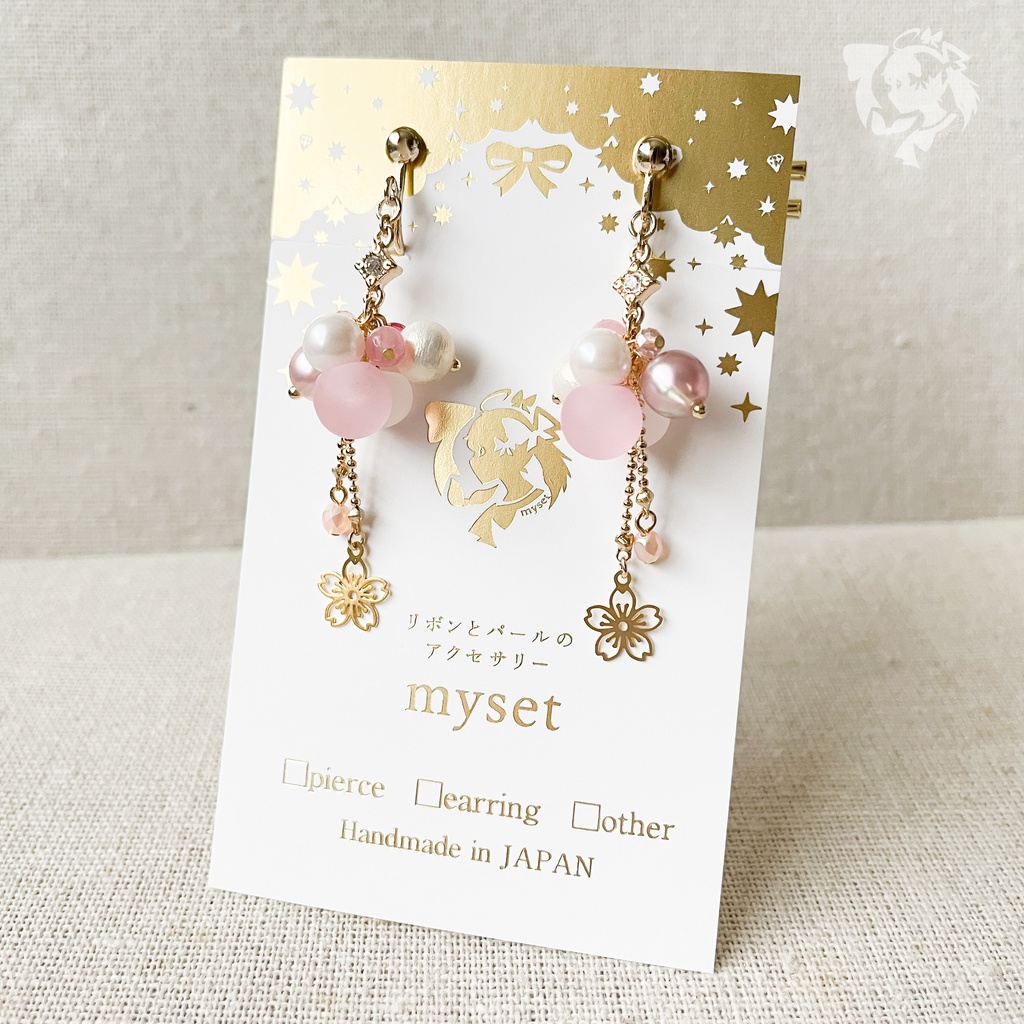 桜ピンクイヤリング【金具交換】