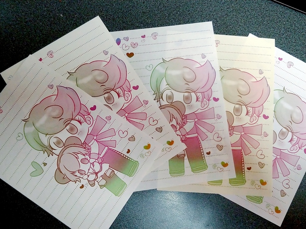 【グラデ便箋】アルベルトとシフのぬいぐるみ