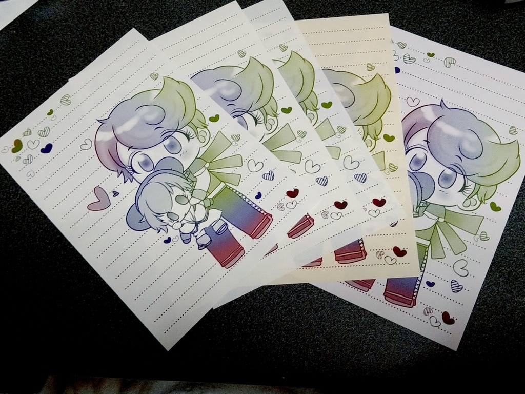 【グラデ便箋】アルベルトとシフのぬいぐるみ