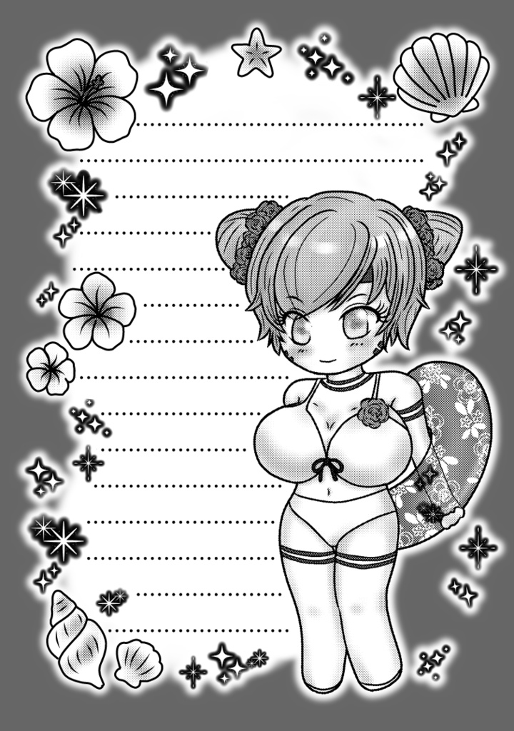 【グラデ便箋】水着シフ+水着アルベルト