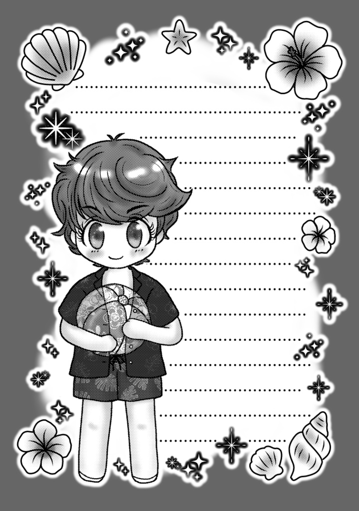 【グラデ便箋】水着シフ+水着アルベルト