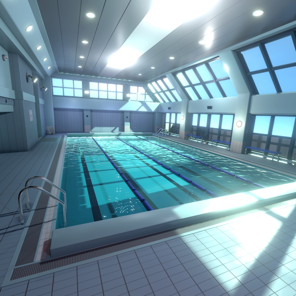 屋内プール背景CGモデルデータ