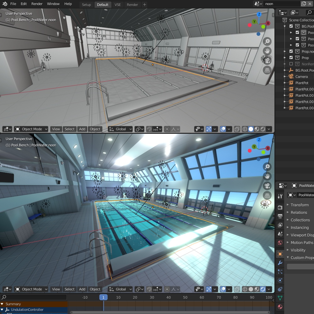 屋内プール背景CGモデルデータ