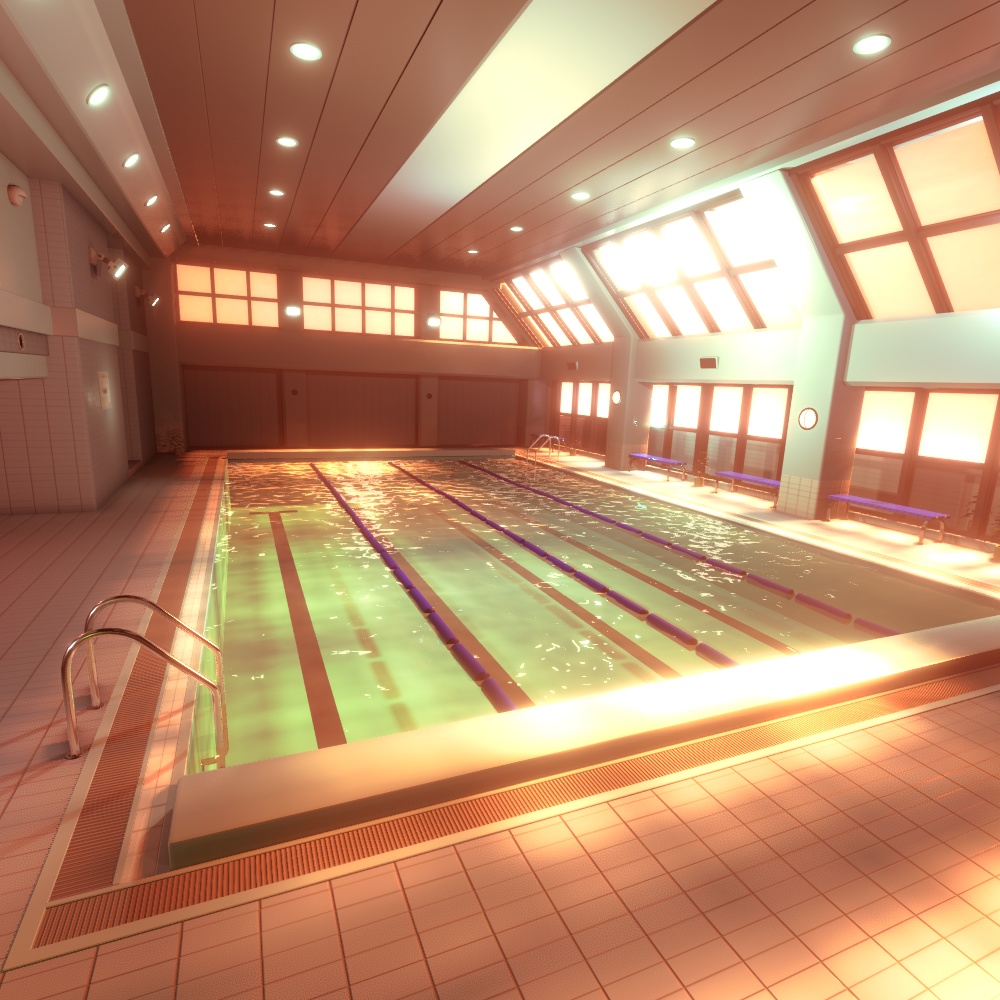 屋内プール背景CGモデルデータ