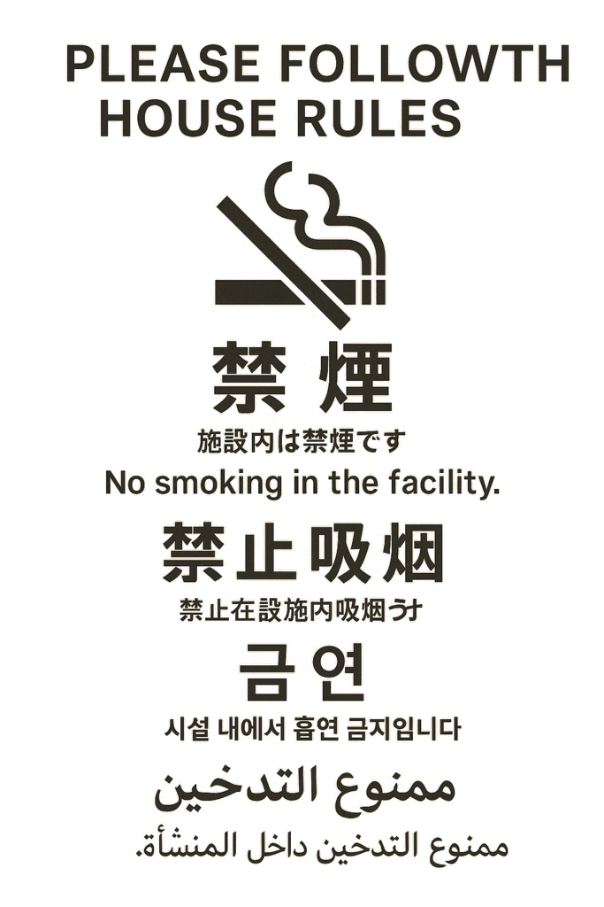 外国人・民泊向けマナーPOPセット【5種×多言語】PNG透過/貼るだけOK!